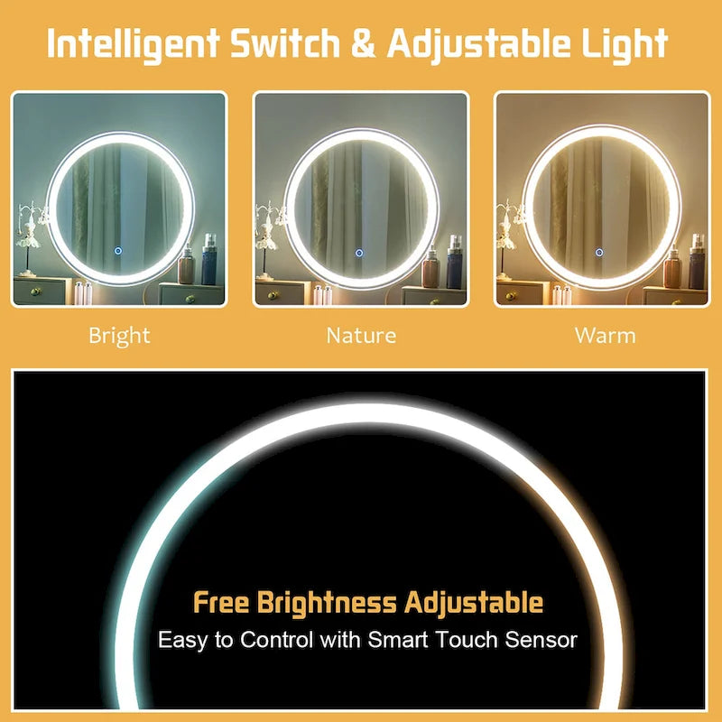 Costway Vanity Makeup Table Touch Screen 3 Lighting Modes Dressing - See Details