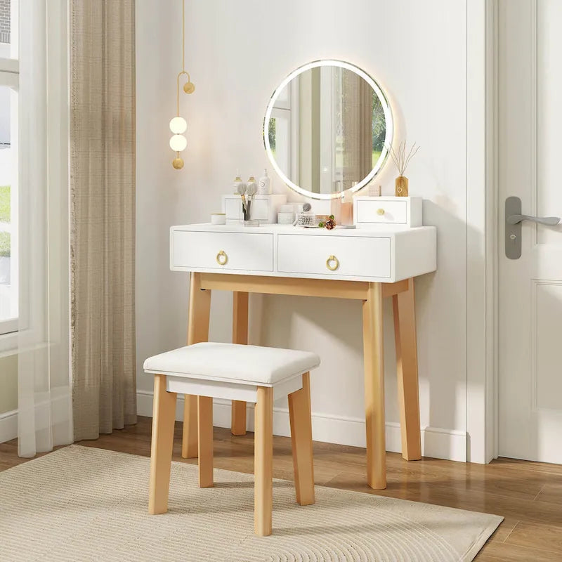 Costway Vanity Makeup Table Touch Screen 3 Lighting Modes Dressing - See Details
