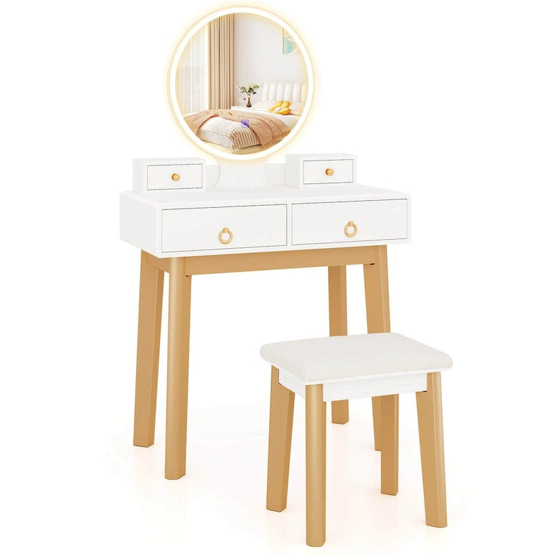 Costway Vanity Makeup Table Touch Screen 3 Lighting Modes Dressing - See Details