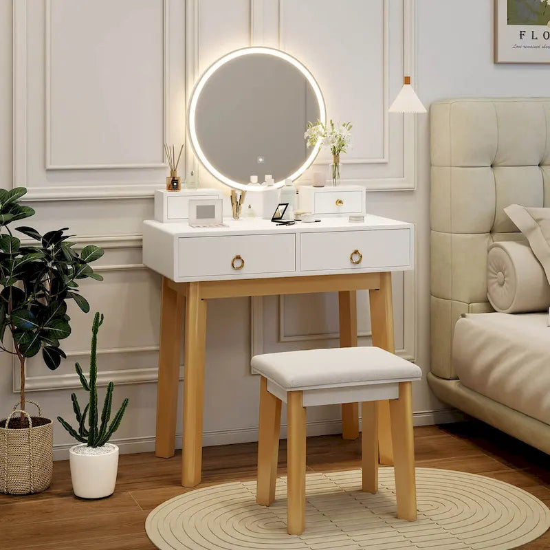 Costway Vanity Makeup Table Touch Screen 3 Lighting Modes Dressing - See Details