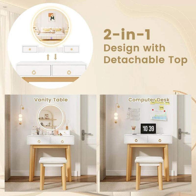 Costway Vanity Makeup Table Touch Screen 3 Lighting Modes Dressing - See Details