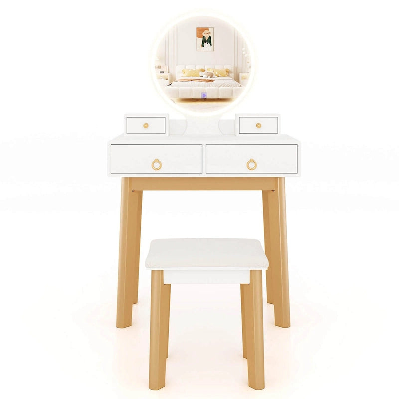 Costway Vanity Makeup Table Touch Screen 3 Lighting Modes Dressing - See Details