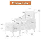 Poltrona accent imbottita con schienale regolabile e pouf contenitore coordinato