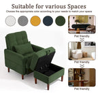 Poltrona accent imbottita con schienale regolabile e pouf contenitore coordinato