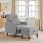 Poltrona accent imbottita con schienale regolabile e pouf contenitore coordinato