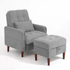 Poltrona accent imbottita con schienale regolabile e pouf contenitore coordinato