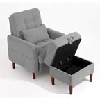 Poltrona accent imbottita con schienale regolabile e pouf contenitore coordinato
