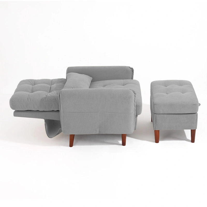 Poltrona accent imbottita con schienale regolabile e pouf contenitore coordinato