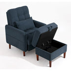Poltrona accent imbottita con schienale regolabile e pouf contenitore coordinato