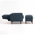 Poltrona accent imbottita con schienale regolabile e pouf contenitore coordinato