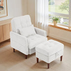Poltrona accent imbottita con schienale regolabile e pouf contenitore coordinato