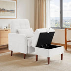 Poltrona accent imbottita con schienale regolabile e pouf contenitore coordinato