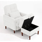Poltrona accent imbottita con schienale regolabile e pouf contenitore coordinato