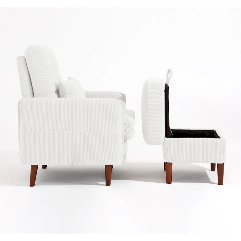 Poltrona accent imbottita con schienale regolabile e pouf contenitore coordinato