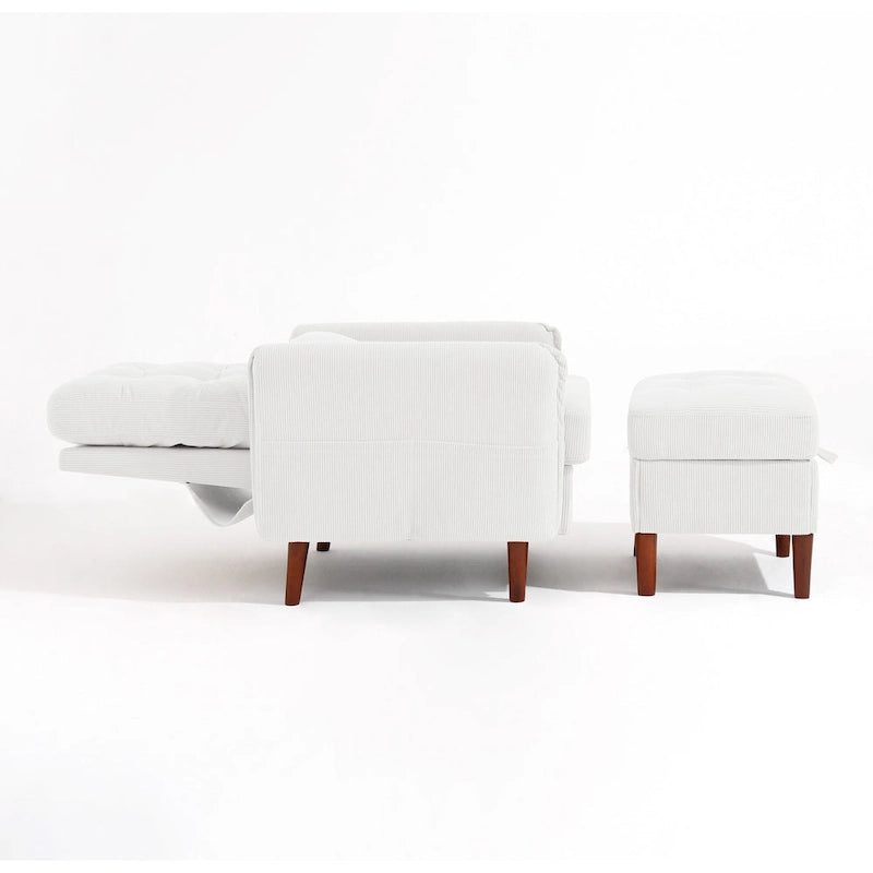 Poltrona accent imbottita con schienale regolabile e pouf contenitore coordinato