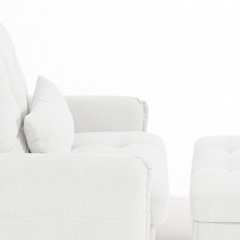 Poltrona accent imbottita con schienale regolabile e pouf contenitore coordinato