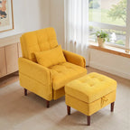 Poltrona accent imbottita con schienale regolabile e pouf contenitore coordinato