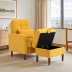 Poltrona accent imbottita con schienale regolabile e pouf contenitore coordinato