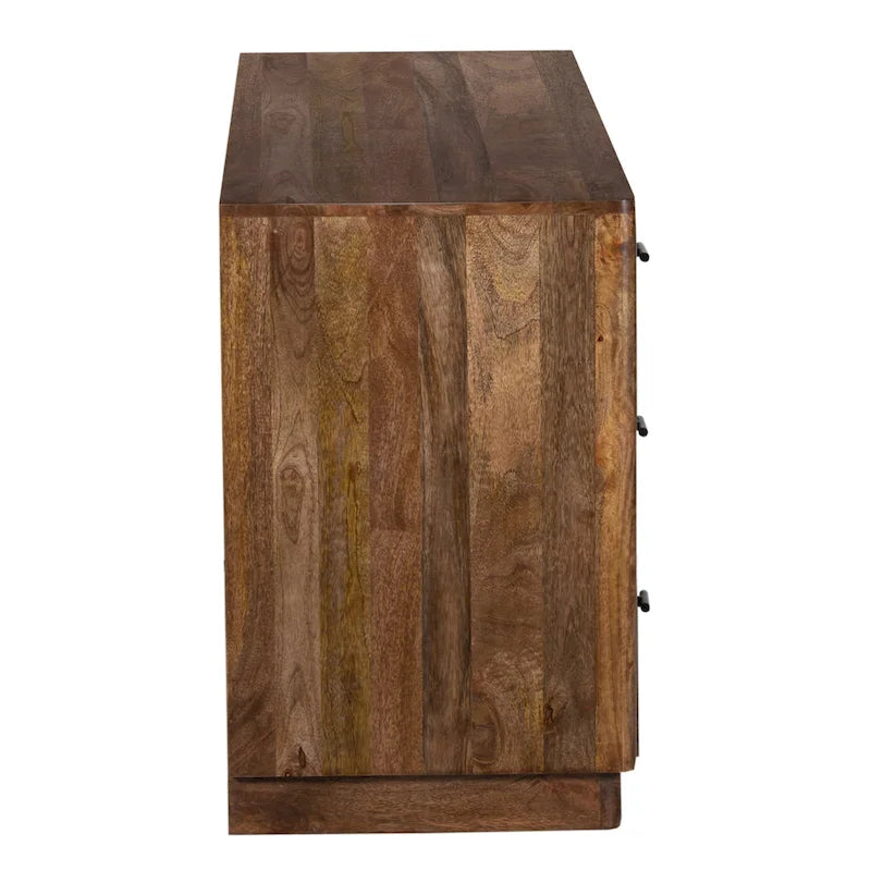 Tao 6 Drawers Dresser, Mango Wood, Walnut Finish, 60