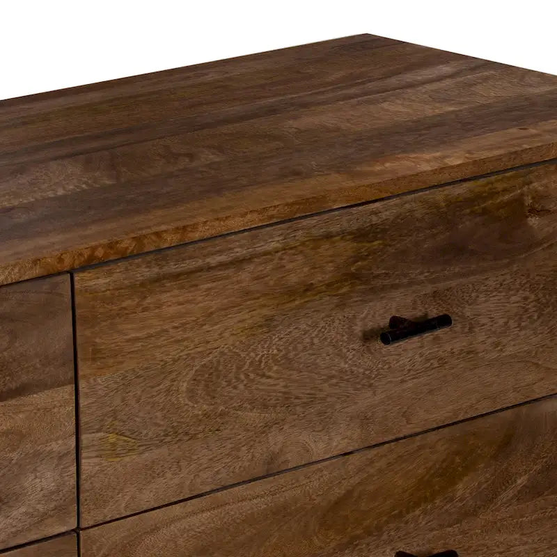 Tao 6 Drawers Dresser, Mango Wood, Walnut Finish, 60