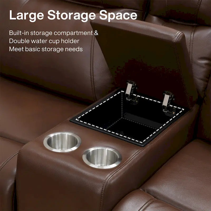 LED Breathing Leather 3-Piece Recliner Sofa Set for Living Room