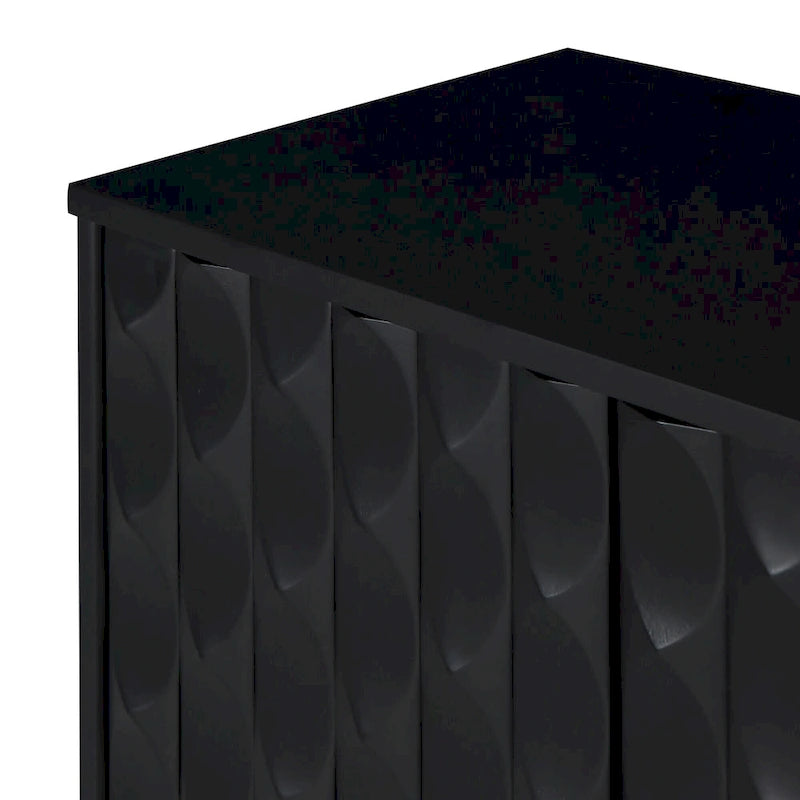 Modern 4-Door Sideboard with Convex Pattern Doors & 2 Silver Handle