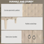 Modern 4-Door Sideboard with Convex Pattern Doors & 2 Silver Handle