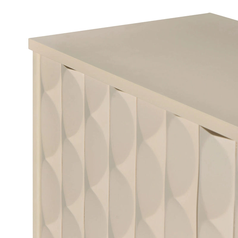 Modern 4-Door Sideboard with Convex Pattern Doors & 2 Silver Handle