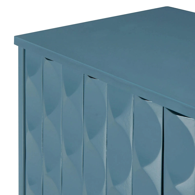 Modern 4-Door Sideboard with Convex Pattern Doors & 2 Silver Handle