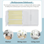 White Striped Sideboard Cabinet - 60" with Adjustable Shelves
