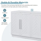White Striped Sideboard Cabinet - 60" with Adjustable Shelves
