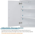 White Striped Sideboard Cabinet - 60" with Adjustable Shelves