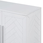 White Striped Sideboard Cabinet - 60" with Adjustable Shelves