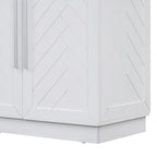 White Striped Sideboard Cabinet - 60" with Adjustable Shelves
