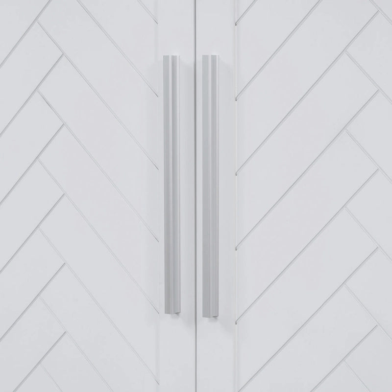 White Striped Sideboard Cabinet - 60" with Adjustable Shelves