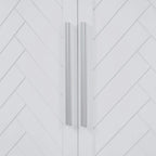 White Striped Sideboard Cabinet - 60" with Adjustable Shelves
