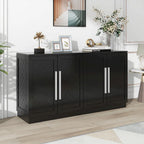 White Striped Sideboard Cabinet - 60" with Adjustable Shelves