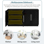 White Striped Sideboard Cabinet - 60" with Adjustable Shelves