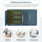 White Striped Sideboard Cabinet - 60" with Adjustable Shelves