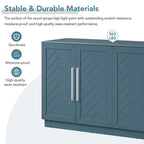 White Striped Sideboard Cabinet - 60" with Adjustable Shelves