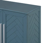 White Striped Sideboard Cabinet - 60" with Adjustable Shelves