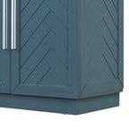 White Striped Sideboard Cabinet - 60" with Adjustable Shelves