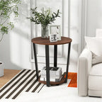 Industrial End Table Sofa Side Table Nightstand w/ Storage Shelf