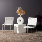 SAFAVIEH Marvel Woven Leather Dining Chair (Set of 2) - 17 W x 20.5 L x 33.8 H - 17Wx21Dx34H