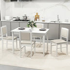 Gymax Set da Pranzo 5 Pezzi per 4 Persone con Tavolo e Sedie con Gambe in Legno di Caucciù e Seduta Imbottita