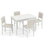Gymax Set da Pranzo 5 Pezzi per 4 Persone con Tavolo e Sedie con Gambe in Legno di Caucciù e Seduta Imbottita