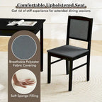 Gymax Set da Pranzo 5 Pezzi per 4 Persone con Tavolo e Sedie con Gambe in Legno di Caucciù e Seduta Imbottita