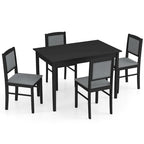 Gymax Set da Pranzo 5 Pezzi per 4 Persone con Tavolo e Sedie con Gambe in Legno di Caucciù e Seduta Imbottita
