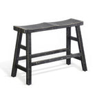 Rena Counter Height Bench, 33 Inch Rustic Black Mahogany Wood Frame