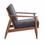Poltrona Lissa, Morbida Imbottitura Grigio Antracite, Struttura in Legno Marrone
